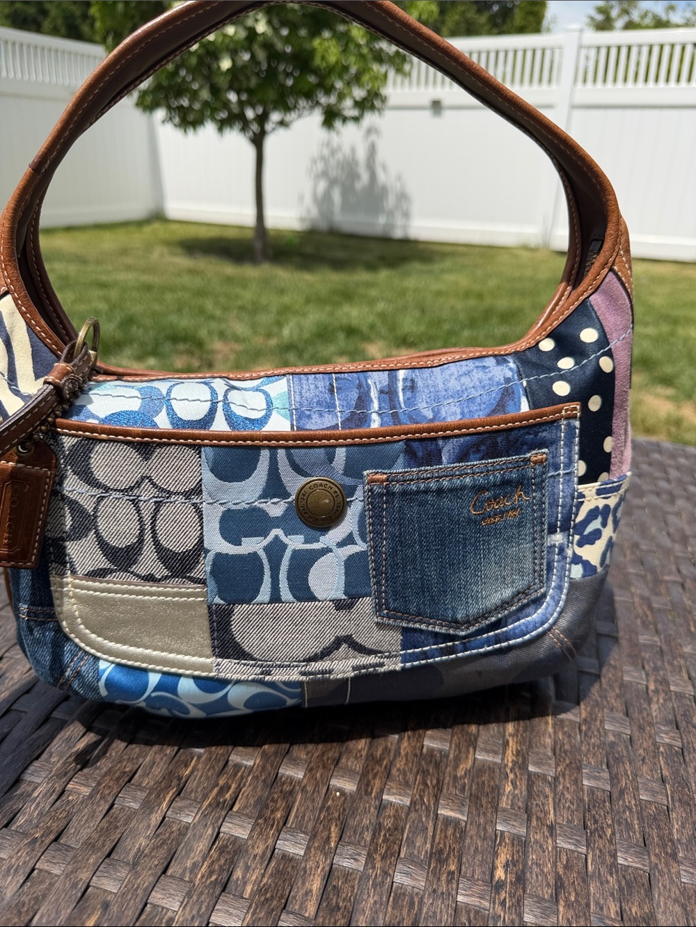 NWT Vintage Y2K Coach Ergo Denim Patchwork Hobo Handbag